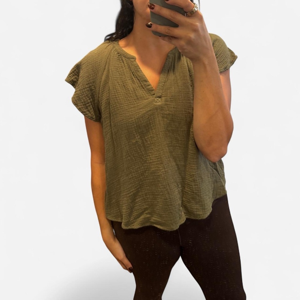 Olive Green Textured Blouse